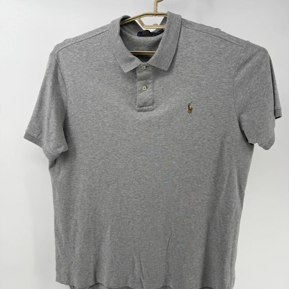 Polo Ralph Lauren Mens XL Pima Soft Touch Shrt Sleeve Gray Flesh Pony Polo Shirt